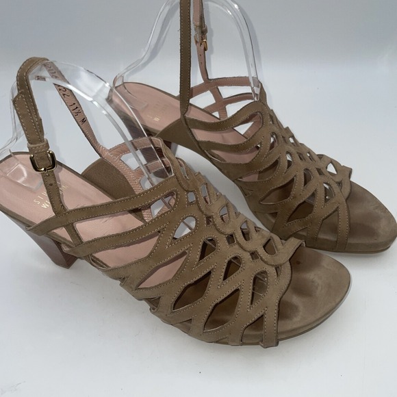 Stuart Weitzman Shoes - Stuart Weitzmam Tan Leather Cone Heels Strappy Sandals Neutral Women's Size 11.5